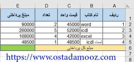 مثال کاربردی از تابع sum